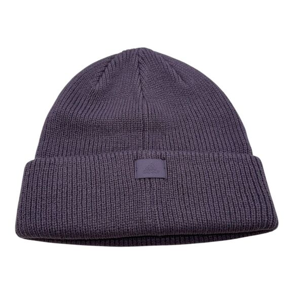 Adidas Script Fold Beanie Women's‎ One Size Hat Winter Cap Shadow Violet Knit - Picture 2 of 2